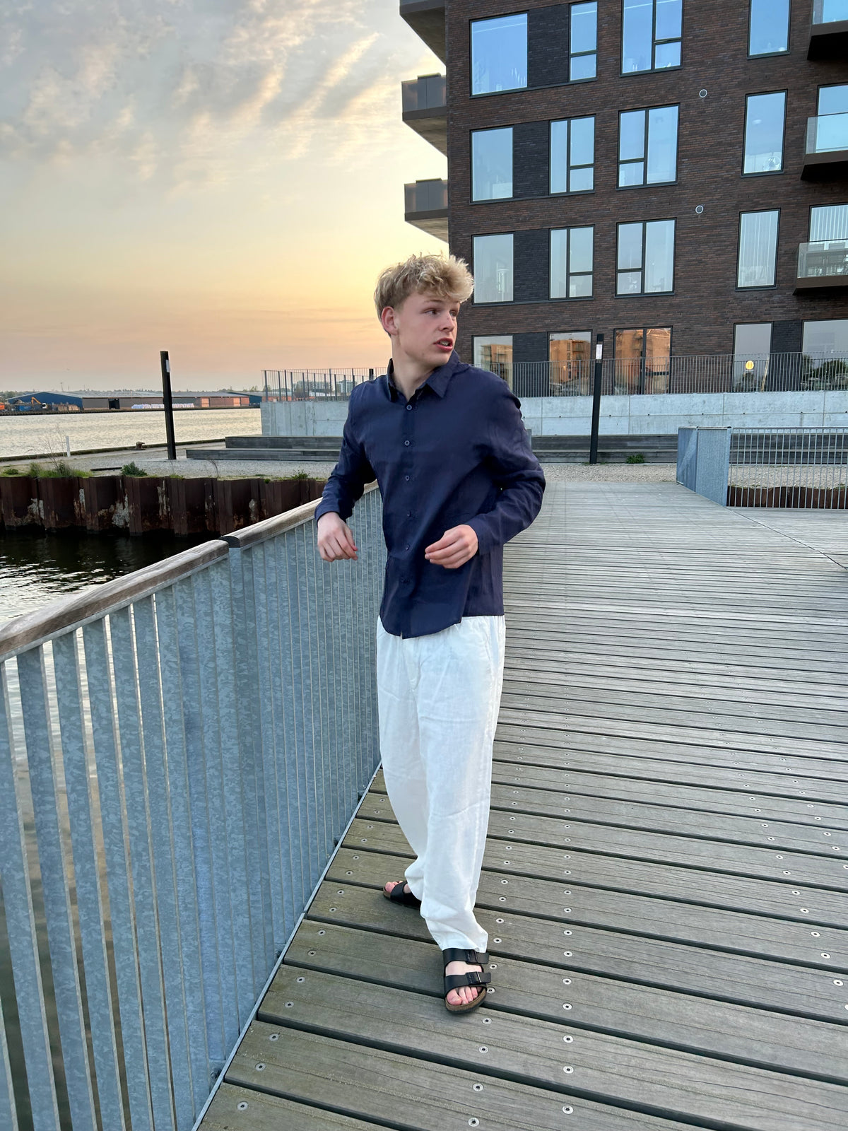 LANGÆRMET HØRSKJORTE - NAVY