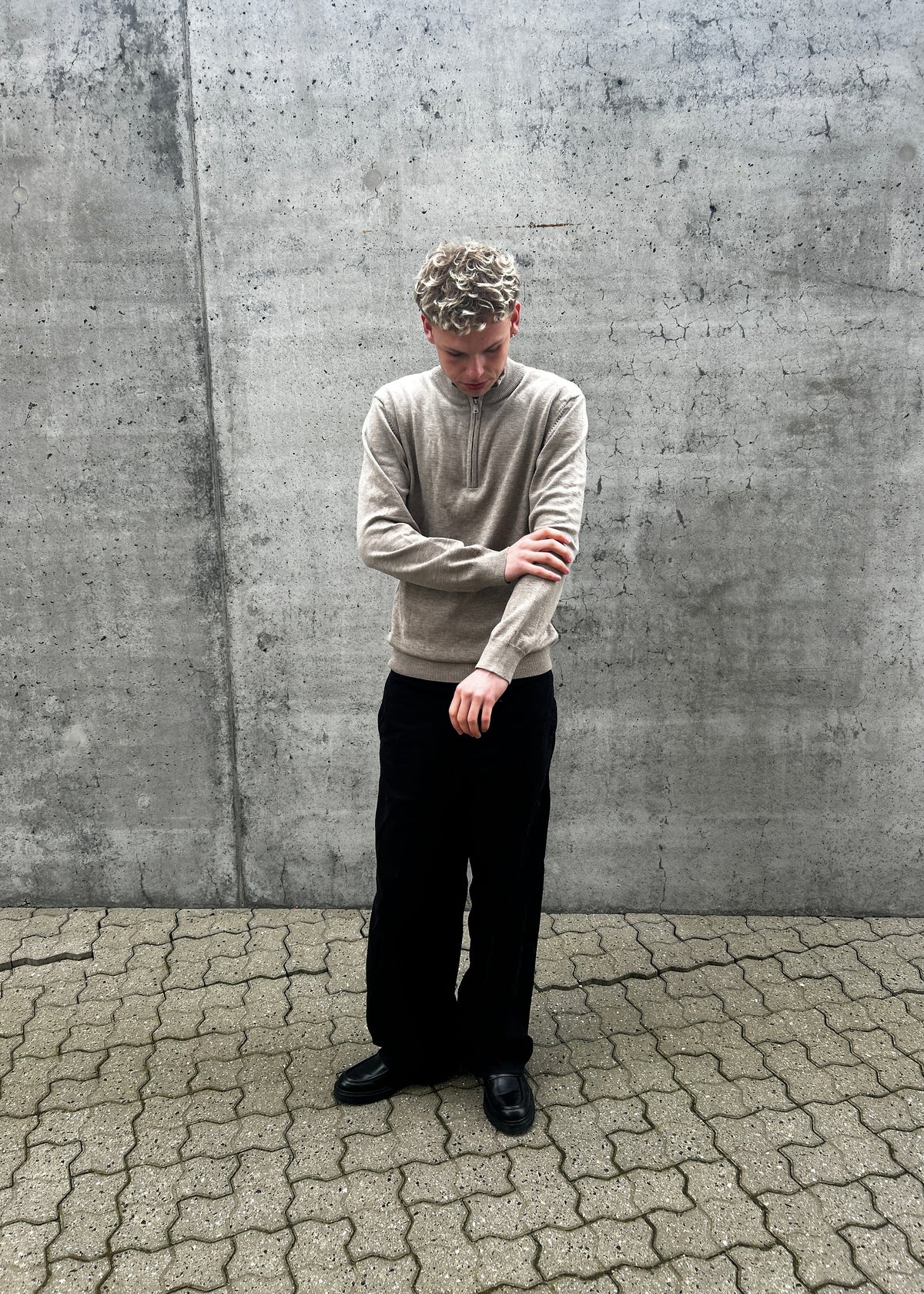 CASHMERE HALF ZIP - MOKKA
